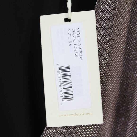 Ramy Brook Metallic Sparkly Faux-Wrap Mini Balloon Sleeve Cocktail Dress - Picture 6 of 7